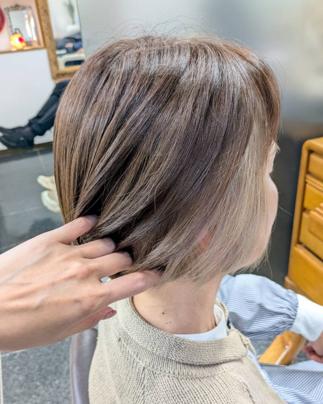 広島 白髪ぼかし 施術例3 ハイライト×髪質改善