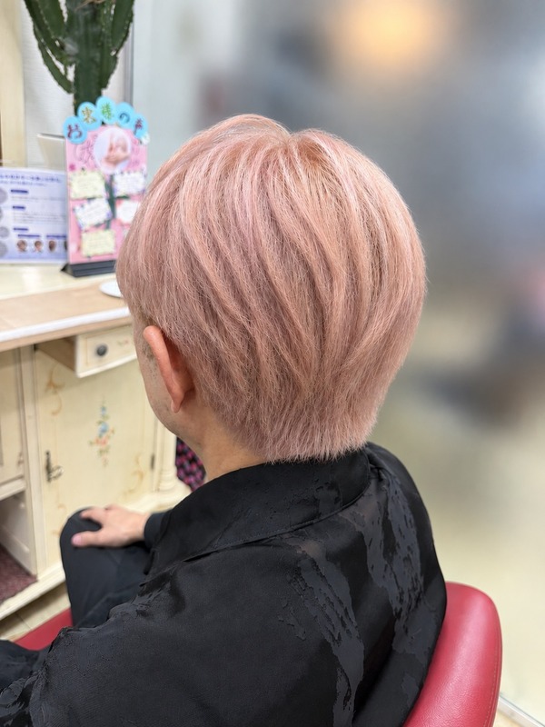 リタッチブリーチ×シアーピンクベージュのデザインカラー ALUFA atelier.M